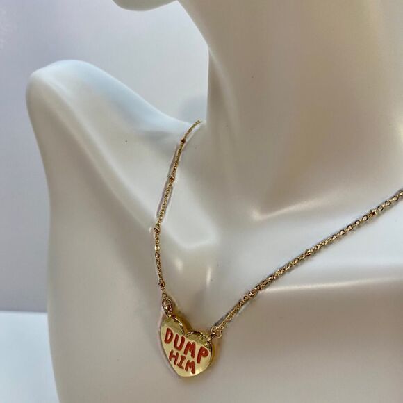 “Dump Him” necklace on delicate gold tone chain. - Picture 2 of 7